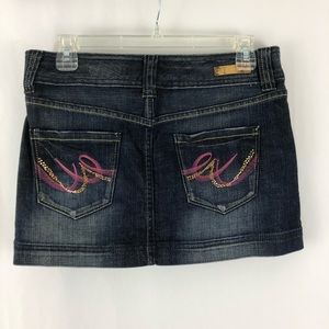 Express Jean Skirt Embellished Pockets Dark Wash